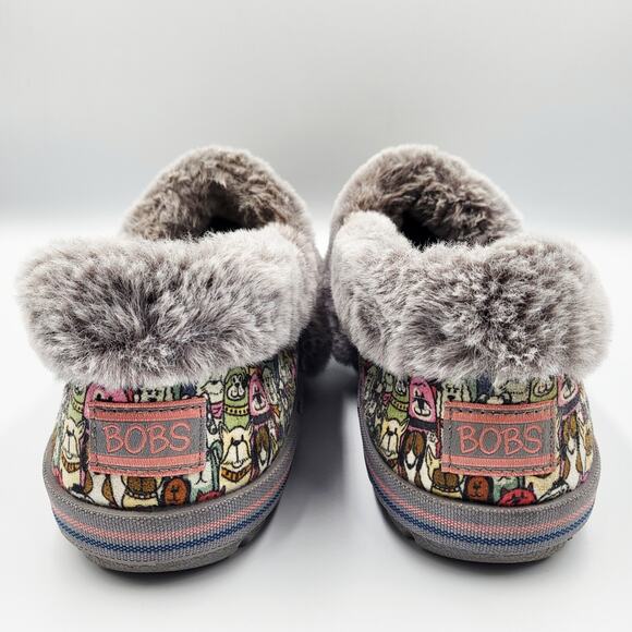 BOBS from Skechers Gray For Dogs Too Cozy Slippers Faux Fur Lining Women's Sz 10 - Picture 6 of 10
